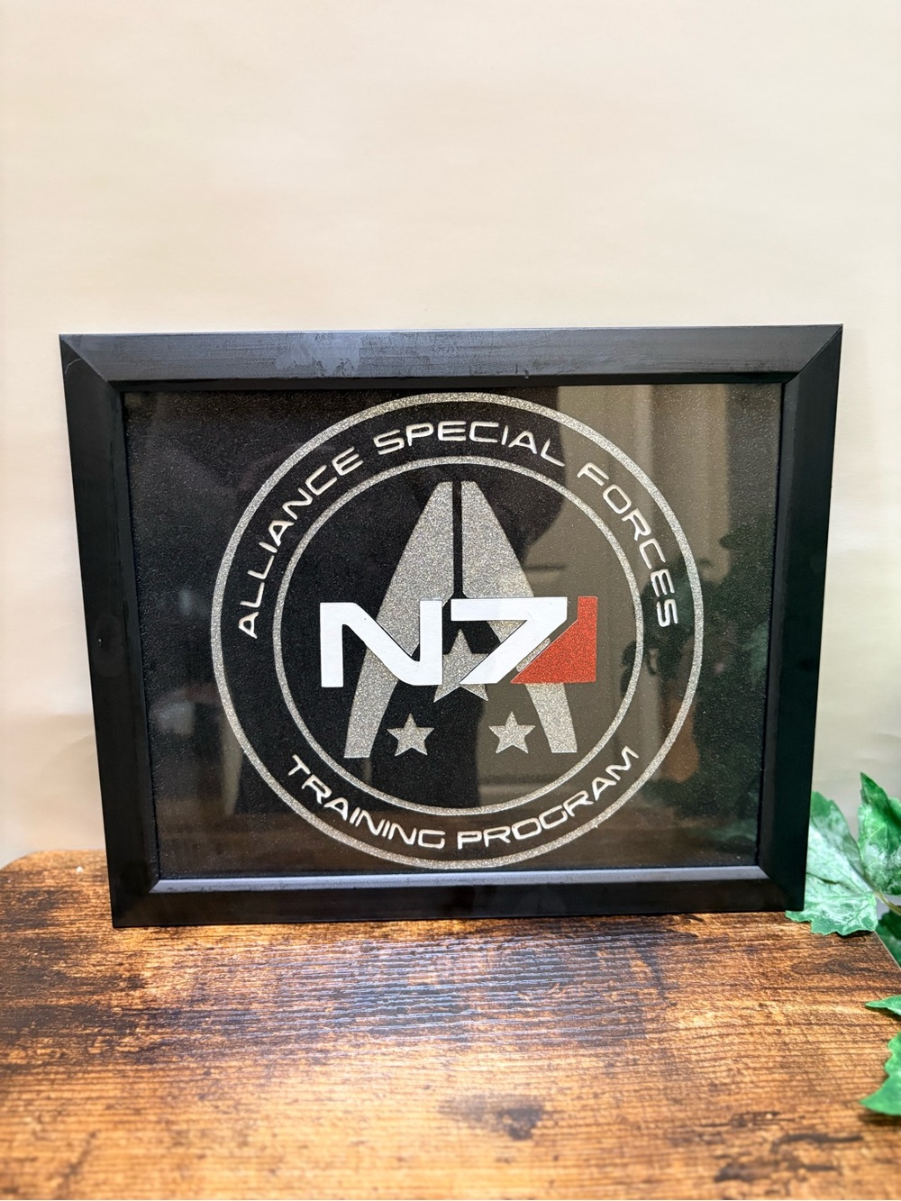 Mass Effect | N7 Alliance Special Forces Framed Logo Fanart - Metallic Black/Red